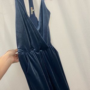 Blue - Grey velvet Jumpsuit